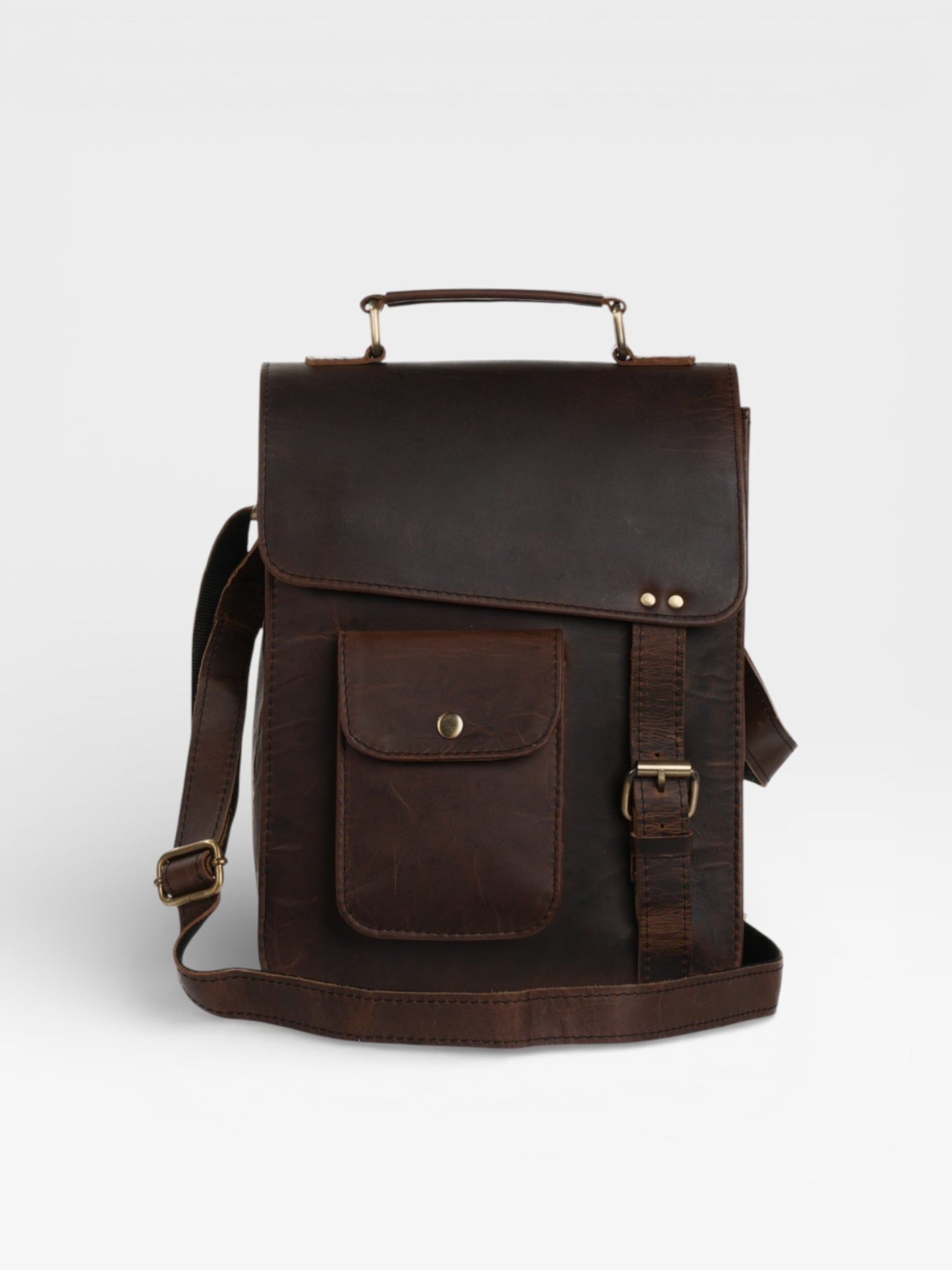 Handmade Genuine Goat Leather Crossbody Satchel Vintage Leather Sling Bag Rustic Unisex Messenger Bag for Men Women Travel College Office