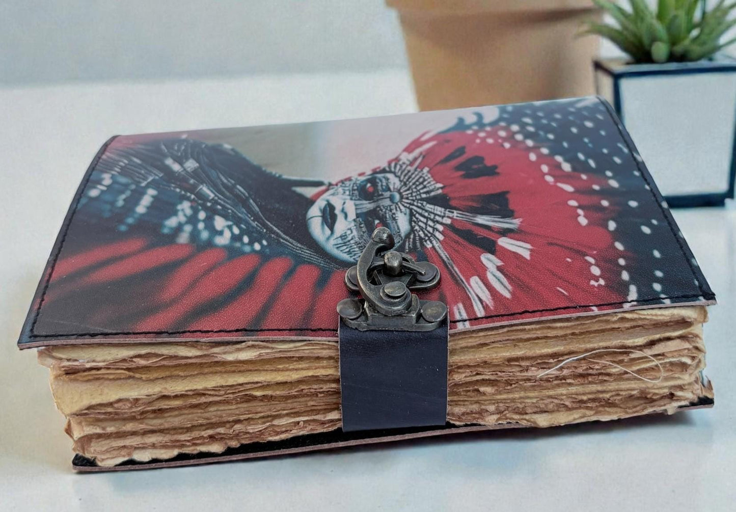 Handmade Tribe Leather Journal: Tribal Warrior Design, Personalized Gift
