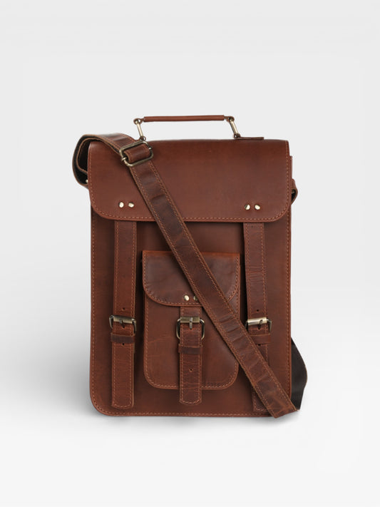 Personalized Leather Messenger Bag: Distressed 13-inch Laptop Sling