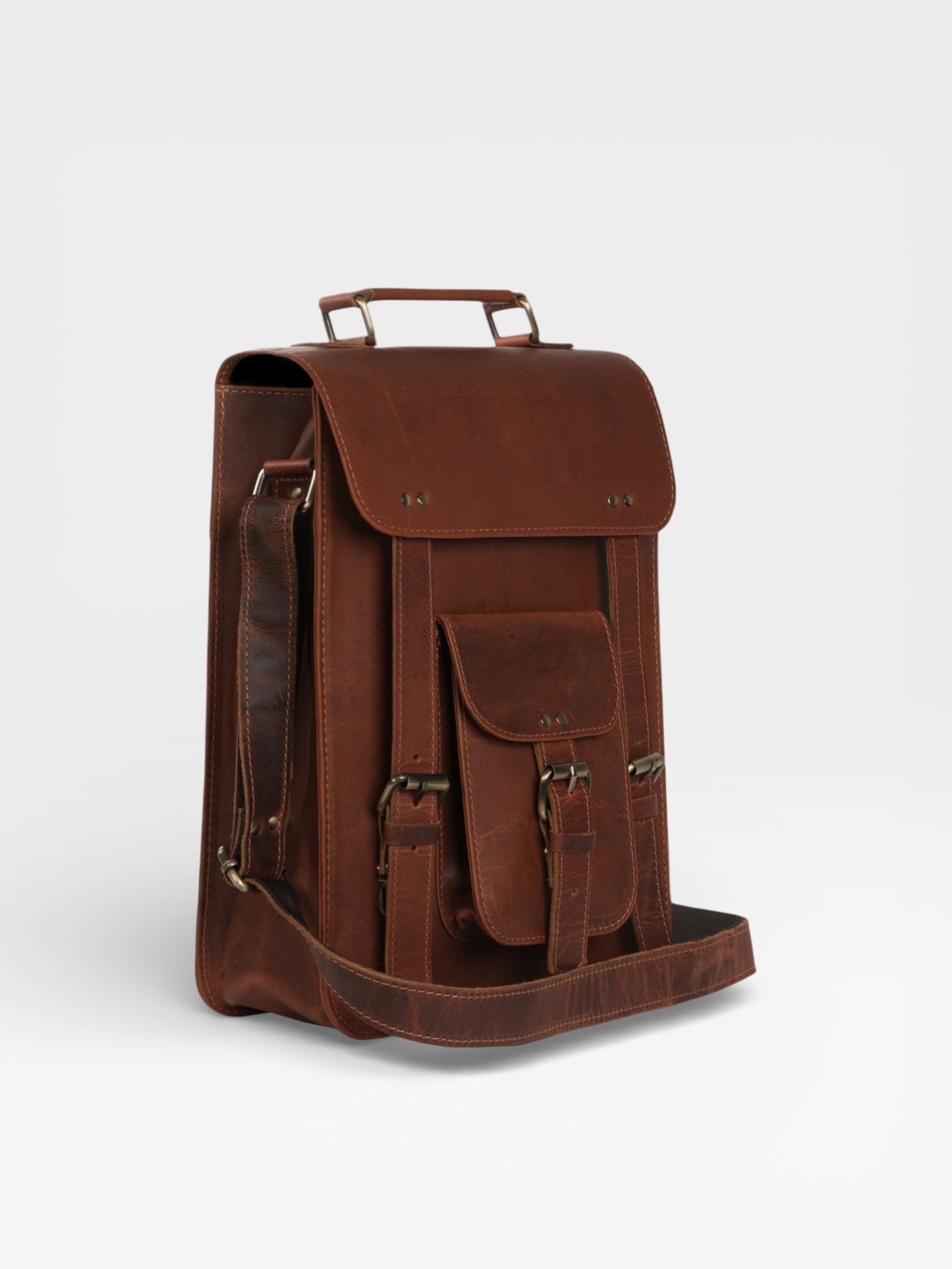 Personalized Leather Messenger Bag: Distressed 13-inch Laptop Sling