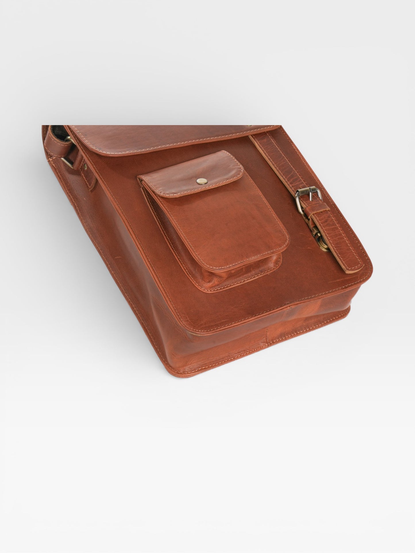 Handmade Goat Leather Sling Bag: Vintage Crossbody Messenger - 13 Inch