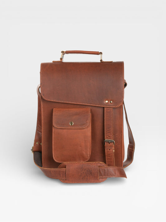 Handmade Goat Leather Sling Bag: Vintage Crossbody Messenger - 13 Inch