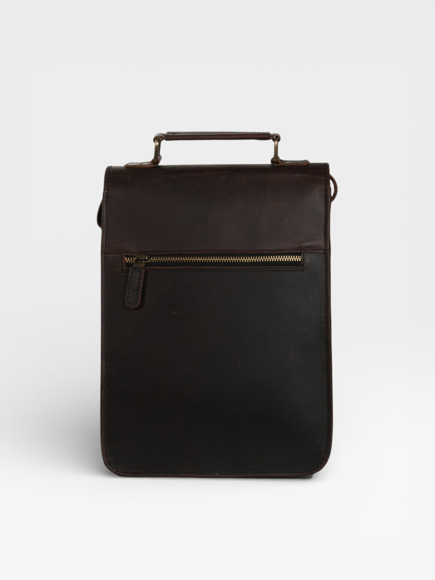Vintage Leather Satchel: Handmade Brown Laptop Bag, Rustic Rucksack