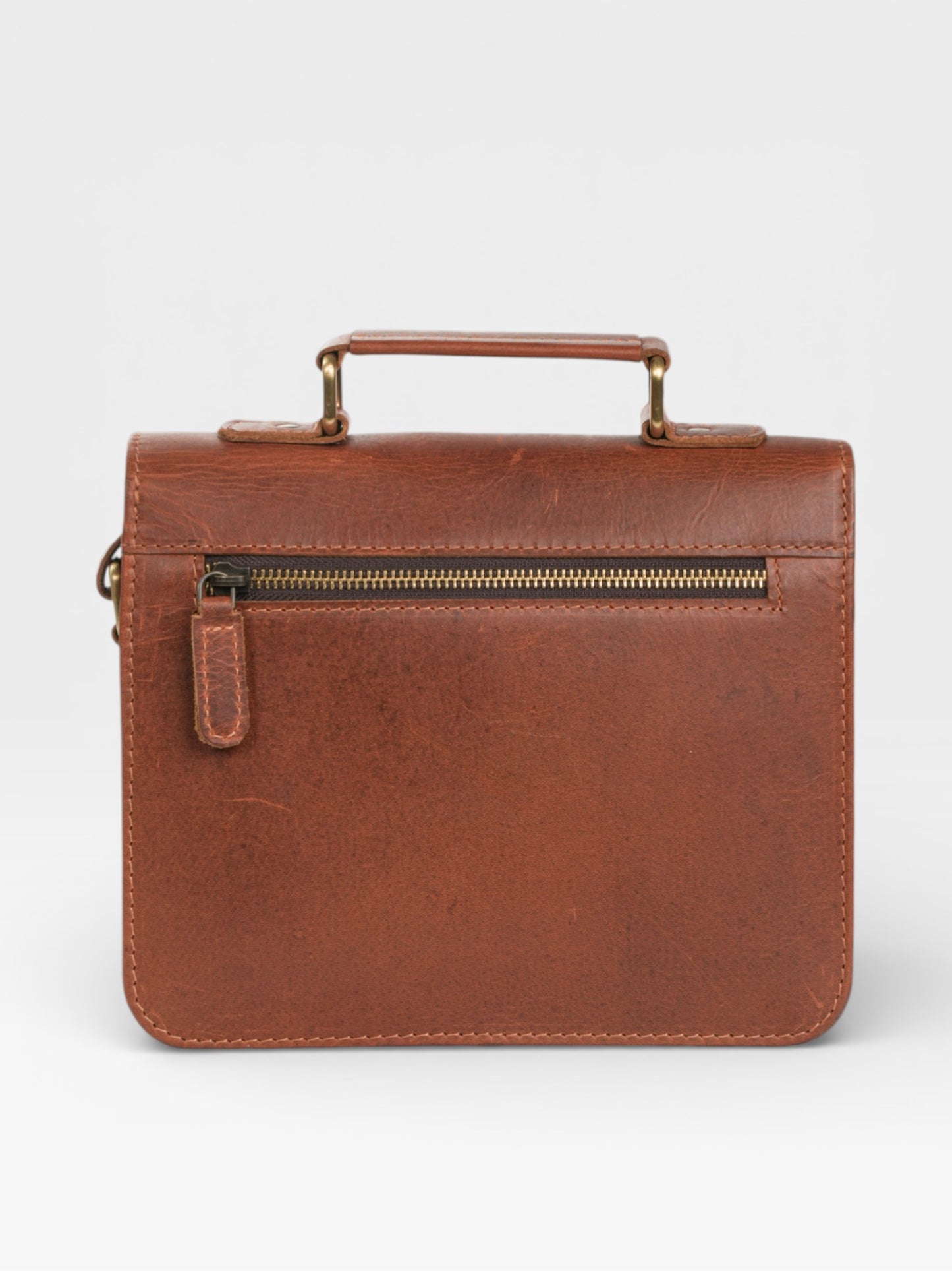 Handstitched Leather Satchel Bag: Vintage Crossbody iPad Purse