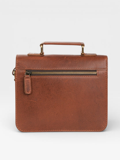 Handstitched Leather Satchel Bag: Vintage Crossbody iPad Purse