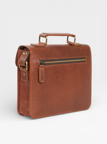 Handstitched Leather Satchel Bag: Vintage Crossbody iPad Purse