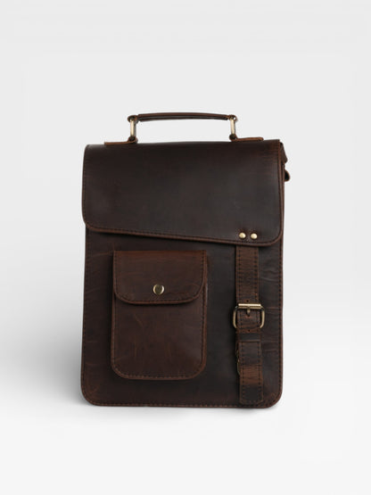 Handmade Genuine Goat Leather Crossbody Satchel Vintage Leather Sling Bag Rustic Unisex Messenger Bag for Men Women Travel College Office