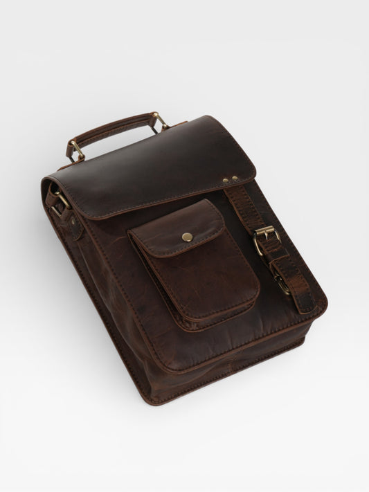 Handmade Genuine Goat Leather Crossbody Satchel Vintage Leather Sling Bag Rustic Unisex Messenger Bag for Men Women Travel College Office