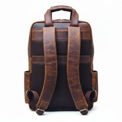Personalized Leather Laptop Backpack: Handmade Distressed Travel Rucksack