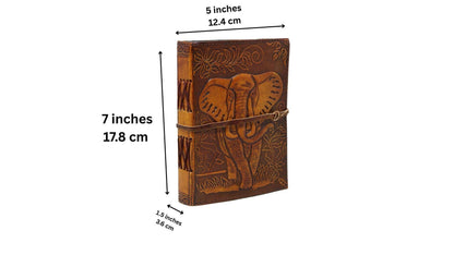 Handcrafted Leather Elephant Journal: Embossed Cover, Refillable