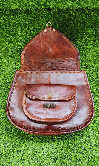 Handmade Goat Leather Sling Bag: Vintage Boho Crossbody Purse