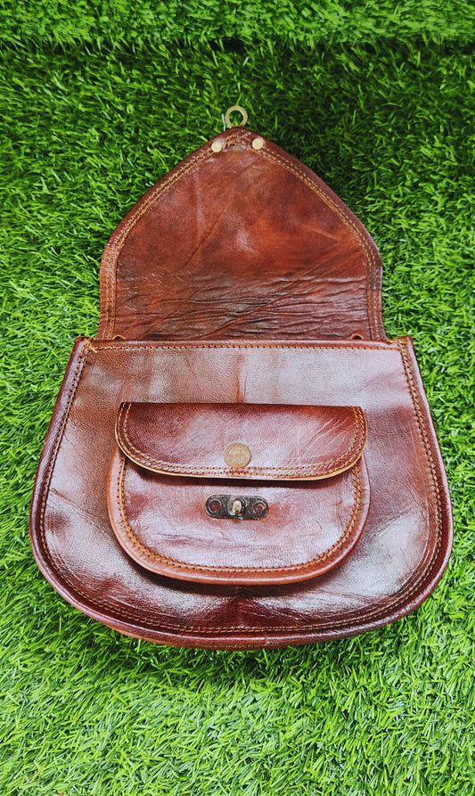 Handmade Goat Leather Sling Bag: Vintage Boho Crossbody Purse