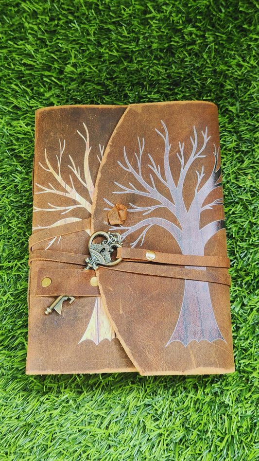 Tree of Life Leather Journal with Key Clasp: Vintage Grimoire, Book of Shadows