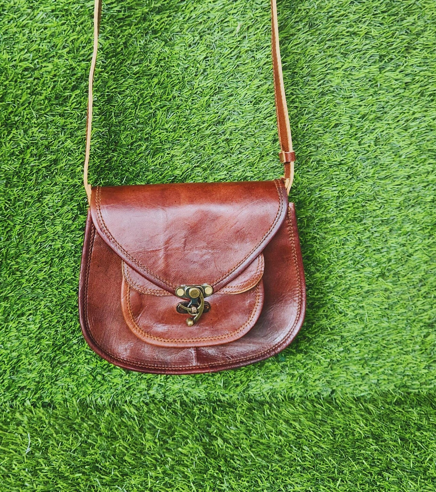 Handmade Goat Leather Sling Bag: Vintage Boho Crossbody Purse