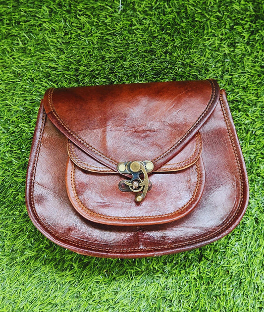 Handmade Goat Leather Sling Bag: Vintage Boho Crossbody Purse