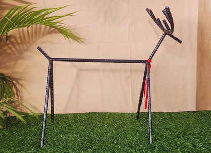 Handmade Rebar Deer Antler Stand Pair: Rustic Industrial Decor