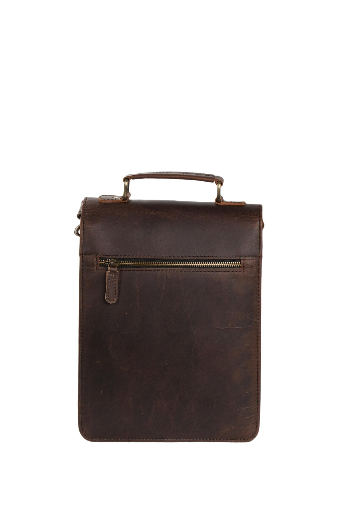 Personalized Leather Messenger Bag, Handmade Dark Brown Satchel