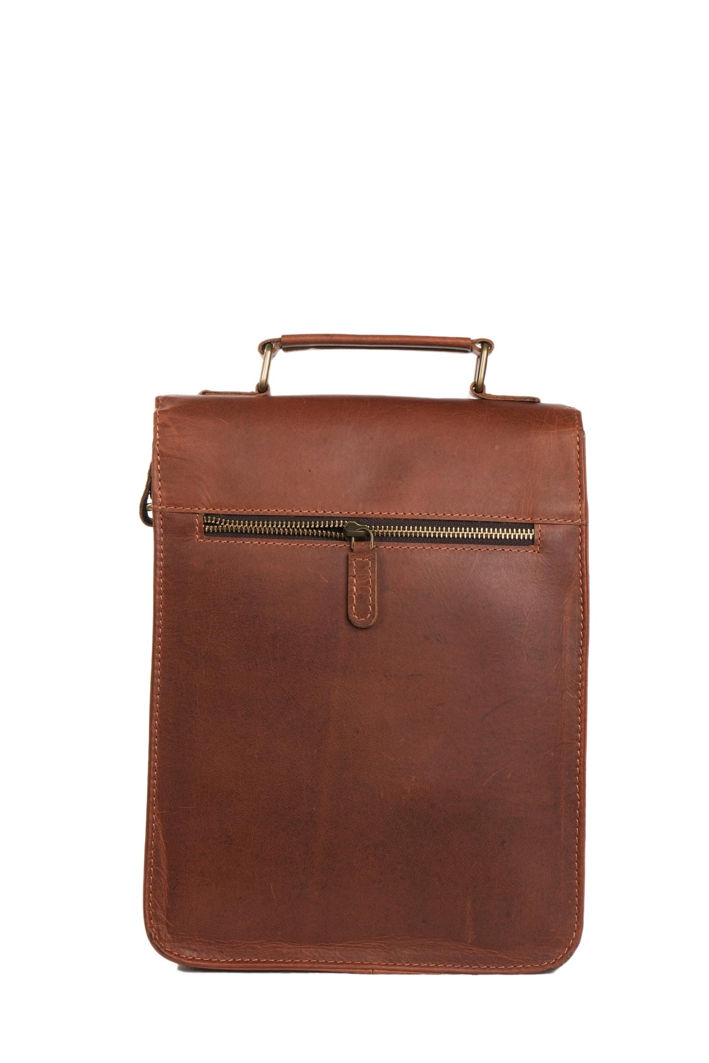 Handmade Tan Brown Leather Satchel: Vintage Crossbody Messenger Bag