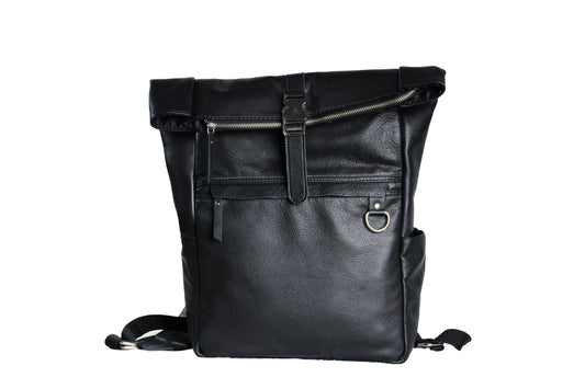 Handmade Black Leather Backpack Minimalist Laptop Bag – Travel Work Backpack  Everyday Unisex Rucksack