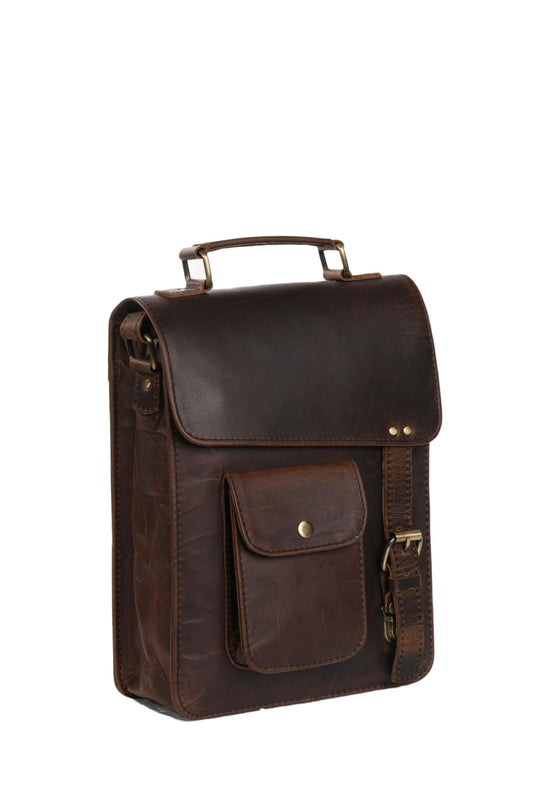 Personalized Leather Messenger Bag, Handmade Dark Brown Satchel