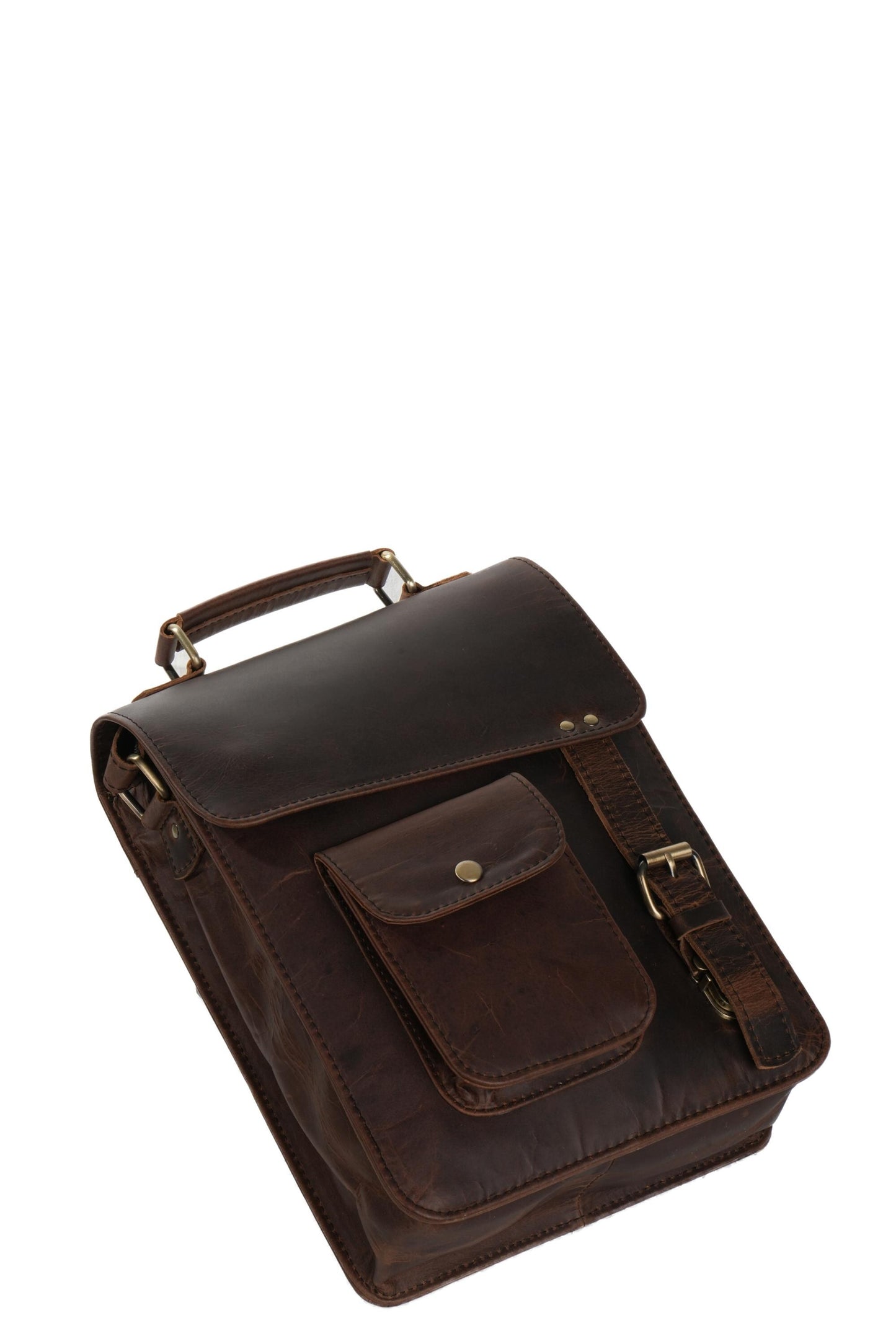 Personalized Leather Messenger Bag, Handmade Dark Brown Satchel