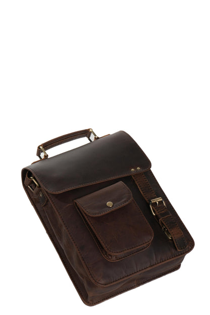 Personalized Leather Messenger Bag, Handmade Dark Brown Satchel