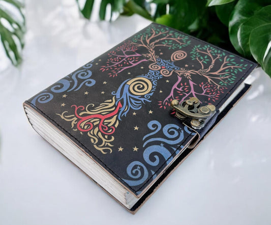 Tree of Life Leather Journal, Handmade Writing Diary, Deckle Edge