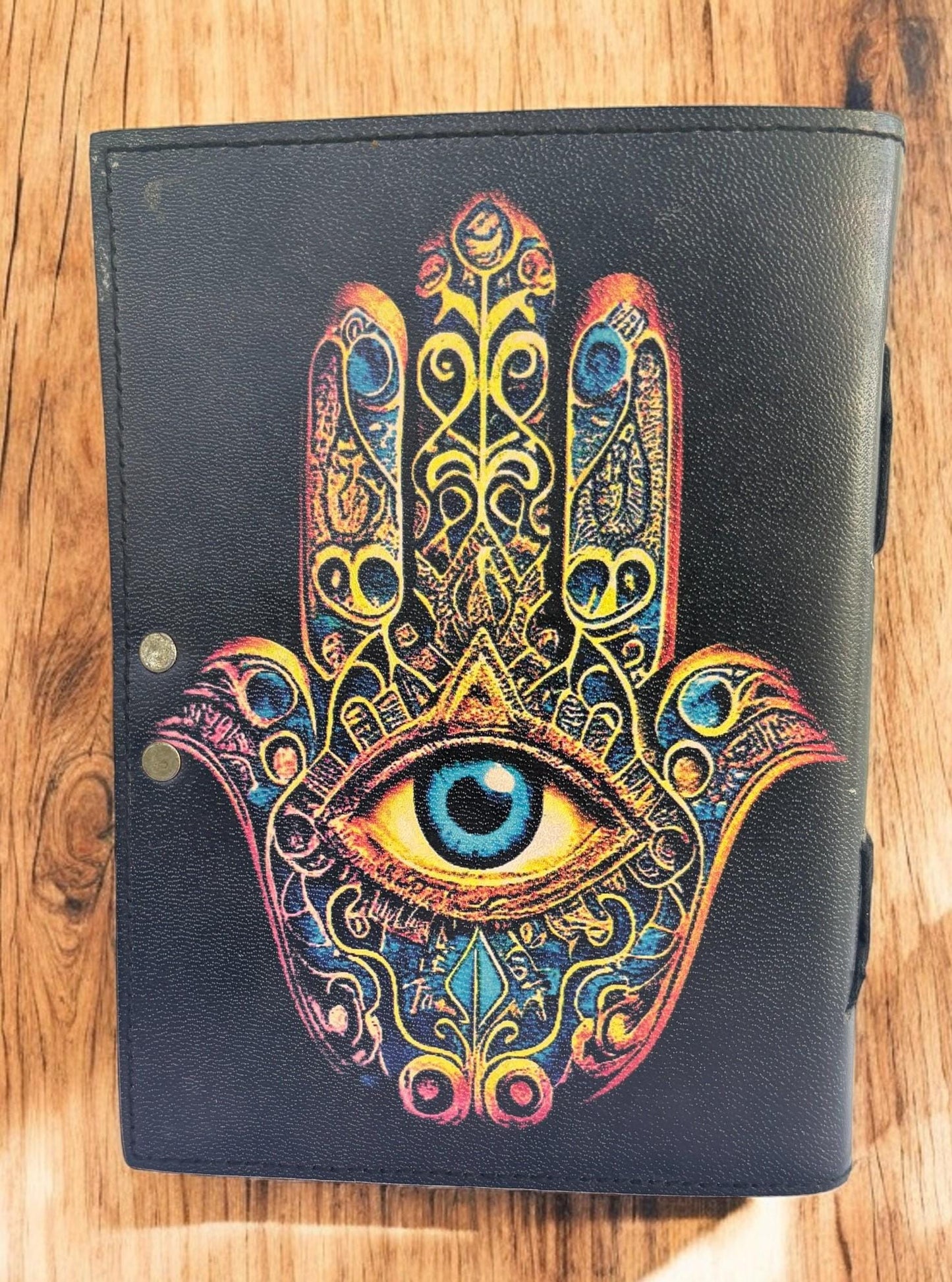 Hamsa Eye Leather Journal, Handmade Sketchbook, Dream Diary