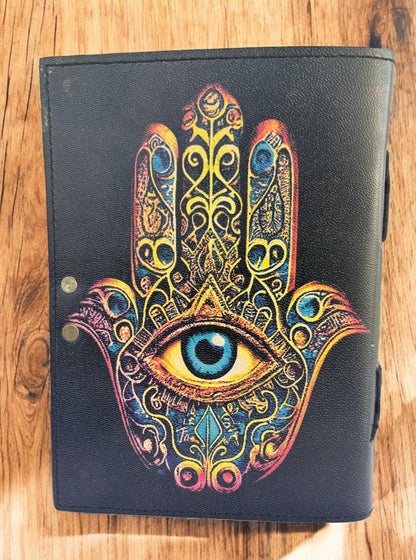 Hamsa Eye Leather Journal, Handmade Sketchbook, Dream Diary
