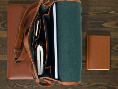 Handmade Brown Full Grain Leather Messenger Bag: 13-Inch Laptop Case & Men's Sling