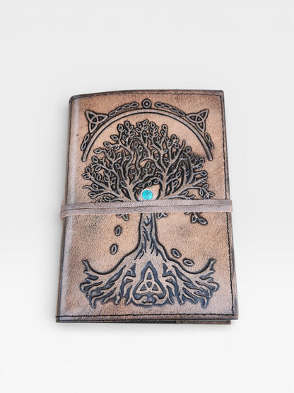 Handmade Leather Journal, Tree of Life, Celtic Diary, Refillable