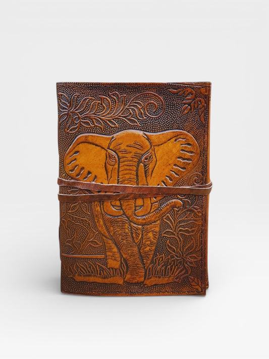 Handcrafted Leather Elephant Journal: Embossed Cover, Refillable