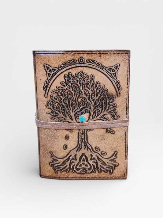 Handmade Leather Journal, Tree of Life, Celtic Diary, Refillable