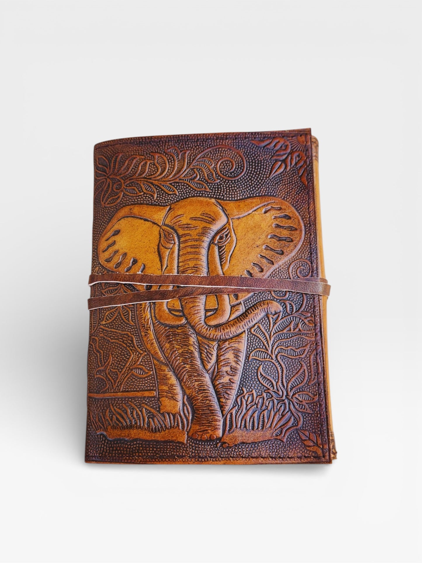 Handcrafted Leather Elephant Journal: Embossed Cover, Refillable