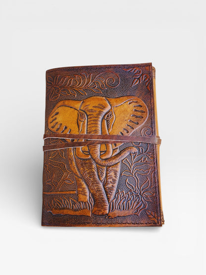 Handcrafted Leather Elephant Journal: Embossed Cover, Refillable