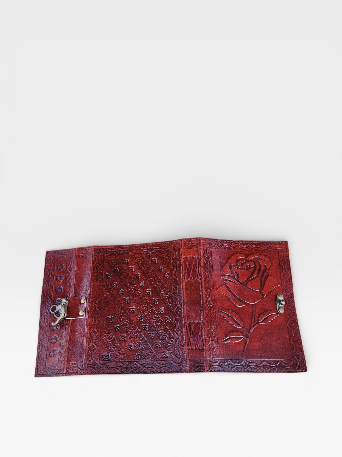 Personalized Rose Leather Journal with Lock: Handmade Paper Vintage Diary