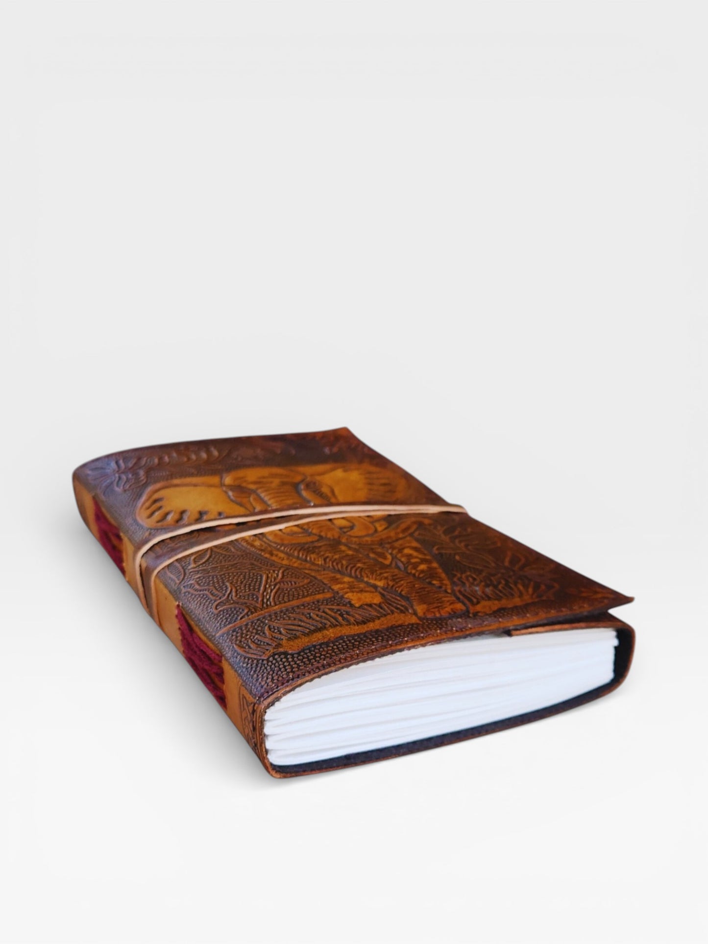 Handcrafted Leather Elephant Journal: Embossed Cover, Refillable