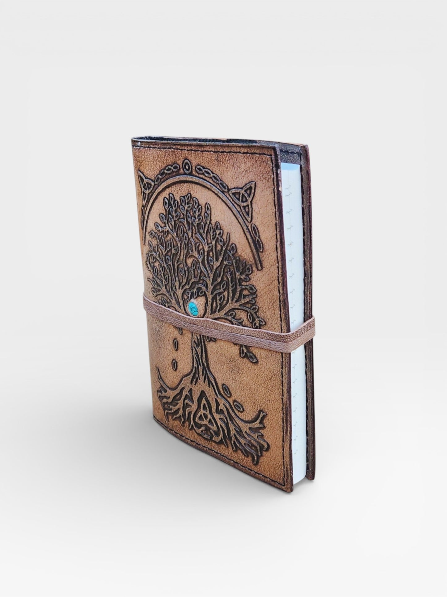 Handmade Leather Journal, Tree of Life, Celtic Diary, Refillable
