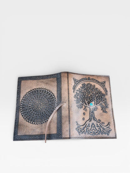 Handmade Leather Journal, Tree of Life, Celtic Diary, Refillable