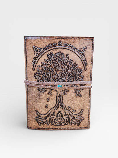 Handmade Leather Journal, Tree of Life, Celtic Diary, Refillable